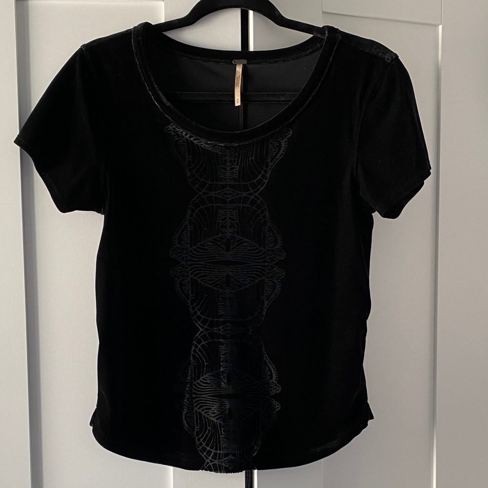 Free People Black Velvet Shirt